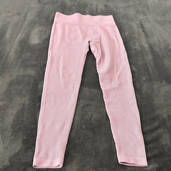 Ribbed Seamless‎ Leggings High Waist Tummy Control Yoga Pants - Picture 2 of 5